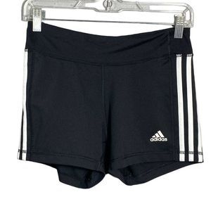 Adidas Womens Shorts Climalite Three Stripe Panel Elastic Waist Black Medium